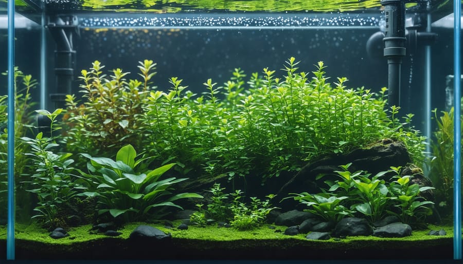Clear water being collected from aquarium into glass watering can