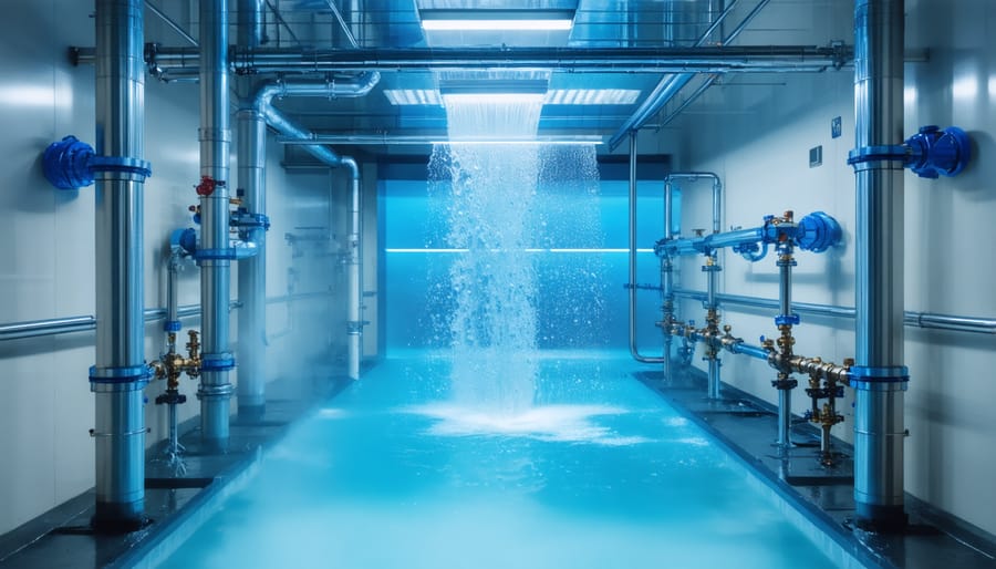 Full well water treatment system installation with UV purifier and pre-filters
