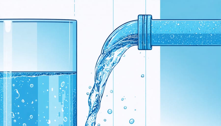 Crystal clear water being poured from a modern glass pitcher into drinking glass