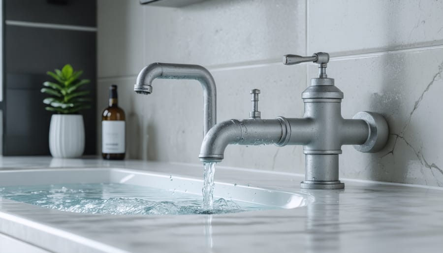 Professional installation of smart water system components on residential plumbing