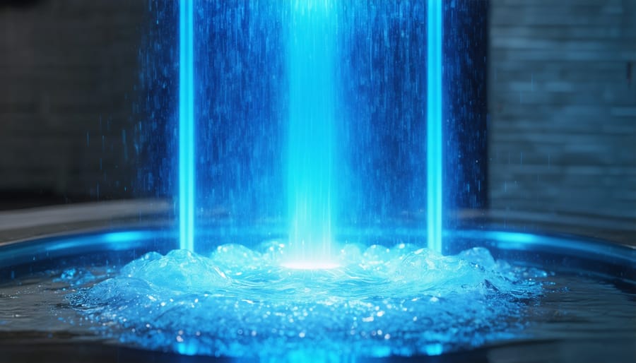 UV water purification unit with blue illumination