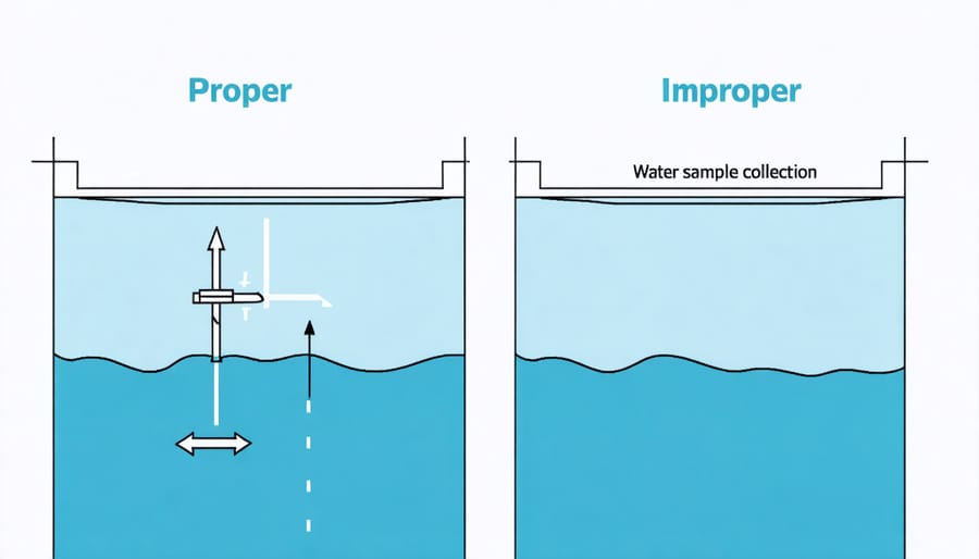 Demonstration of correct and incorrect pool water sample collection methods