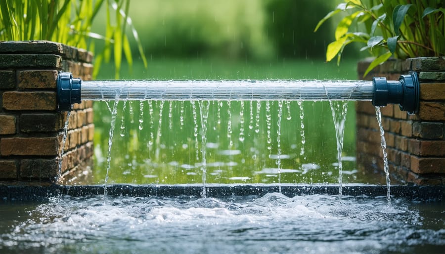 Rain barrel collection system connected to residential home gutter downspout