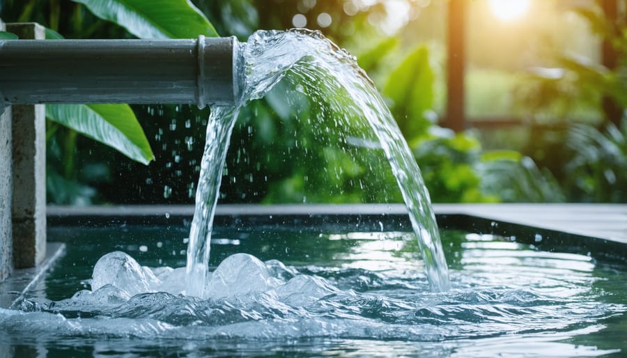 Hands using water hardness test kit with test strips and color comparison chart