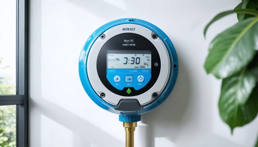 Person viewing water monitoring app on smartphone at home