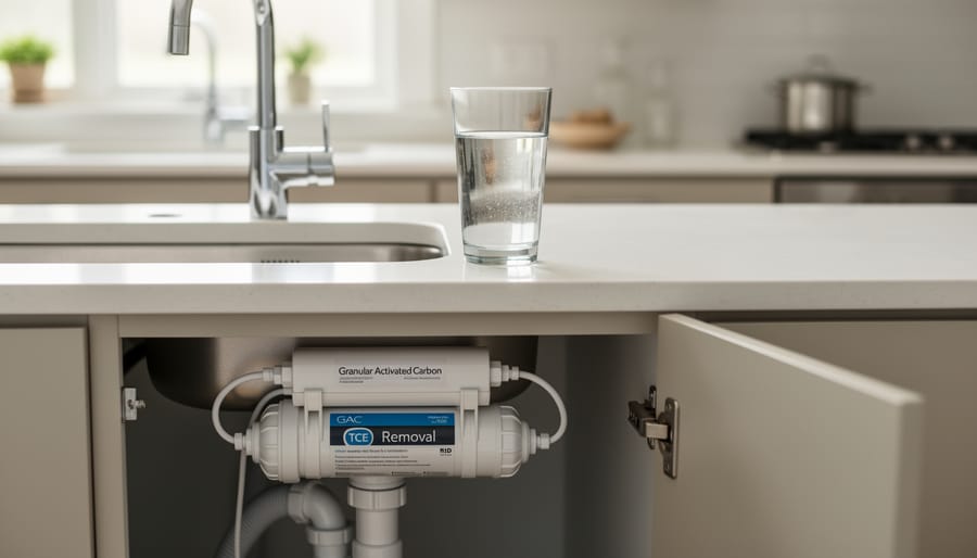 Under-sink activated carbon water filtration system with multiple filter cartridges