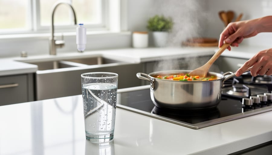 Glass being filled with clear filtered water showing purity and freshness