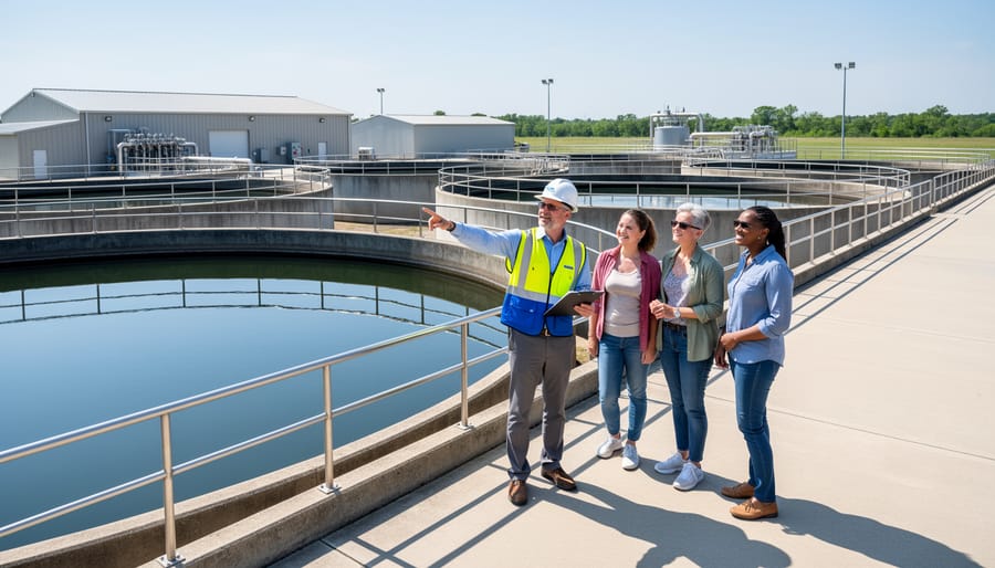 Fresh tap water pouring from kitchen faucet into glass showing final product of water treatment