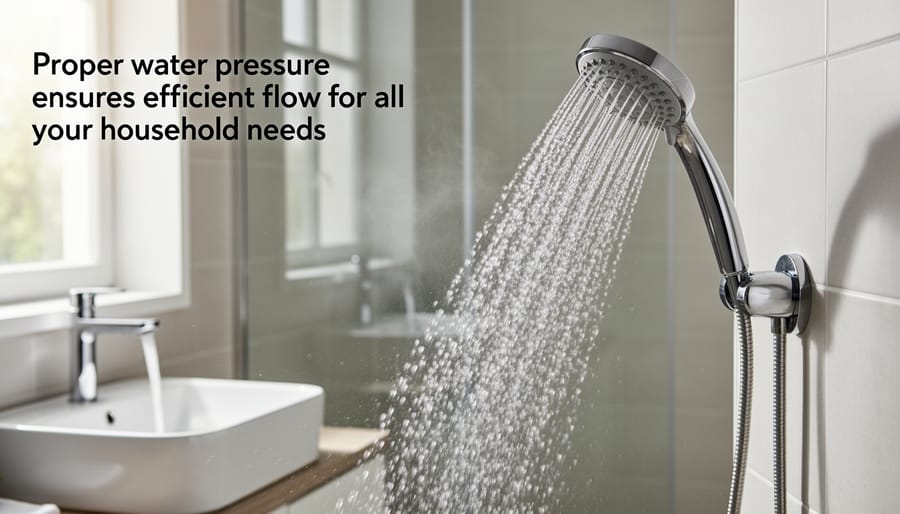 Clean water flowing from kitchen faucet at proper pressure