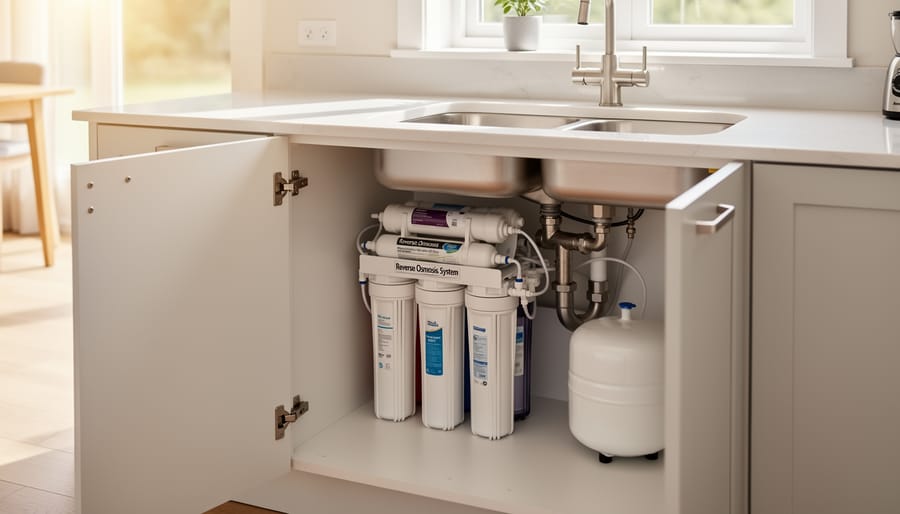 Under-sink reverse osmosis water filtration system for nitrate removal
