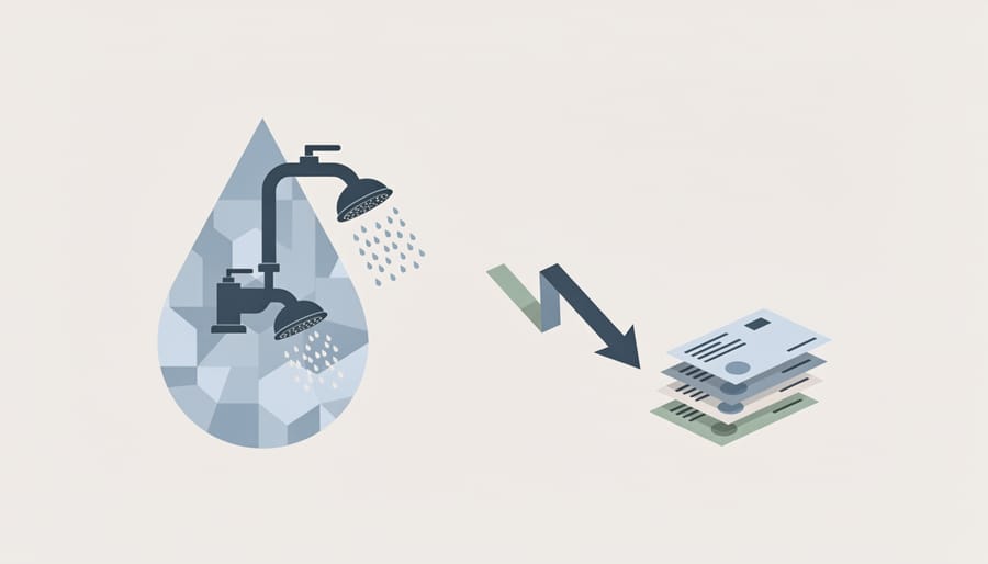 Utility bill and water-efficient faucet representing water cost savings