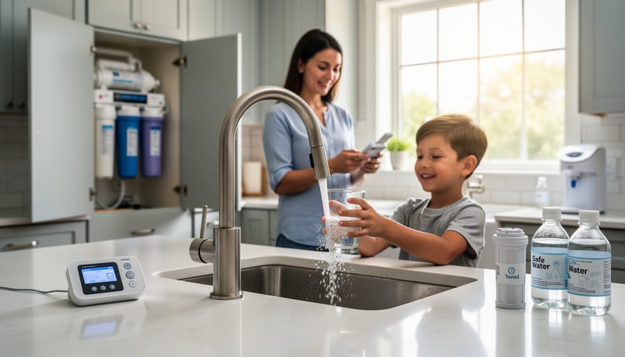 Reverse osmosis water filtration system installed under kitchen sink