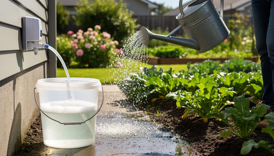 Person filling watering can for garden irrigation to demonstrate water reuse