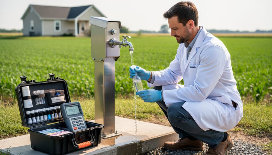 Clear glass being filled with clean water from faucet showing water quality